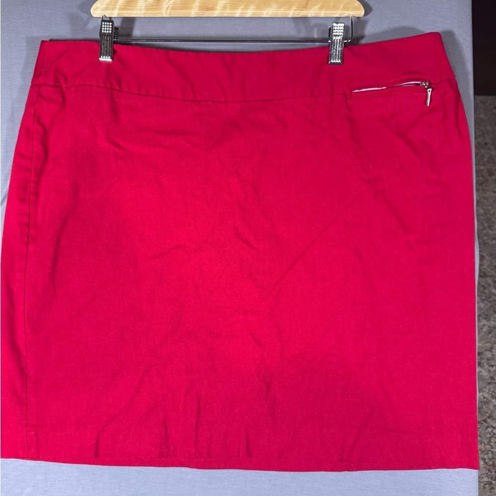 Lane Bryant Red Pencil Skirt with Zip Detail